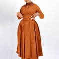 thumbnail image 2 of AURA Plus Size High Neck Beaded Swing Midi Dress Elegant Long Sleeve High Waist African Style, 2 of 10