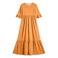 thumbnail image 3 of Trikvn Girls Maxi Dress Short Sleeve Ruffle Tiered Long Dresses with Side Pockets Casual Summer Loose Fit Flowy Sundress for Kids Beach Vacation Holiday Wear, 3 of 7