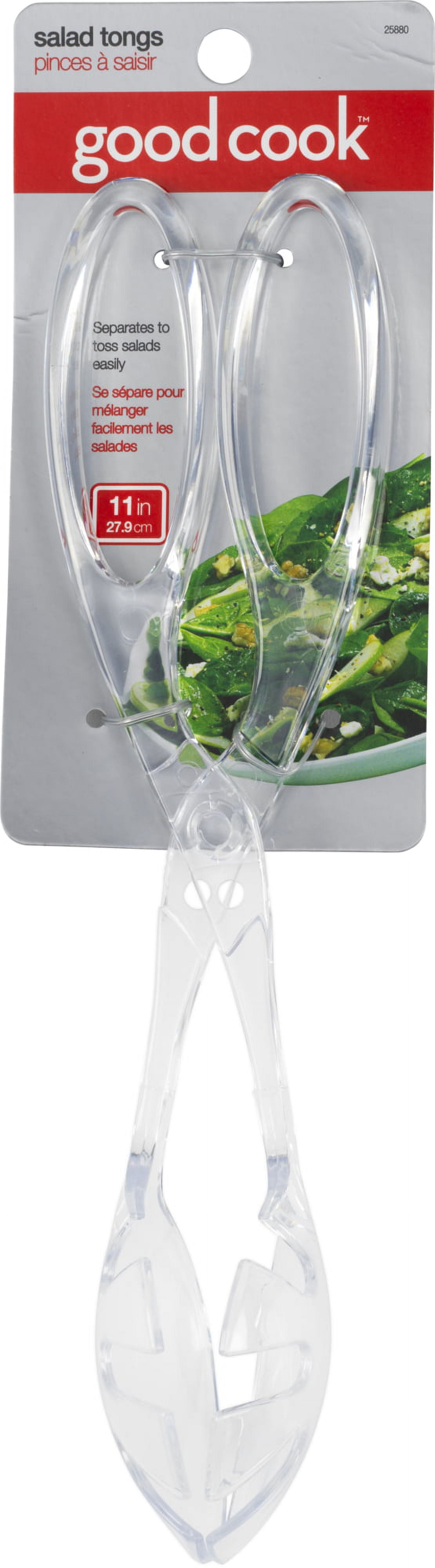 (2 pack) GoodCook 11" BPA-Free Plastic Salad Serving Tongs, Clear