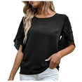 thumbnail image 1 of Birdeem Mode Femmes Été Col Rond Uni Manches Courtes Aguichant Haut Blouse, 1 of 7