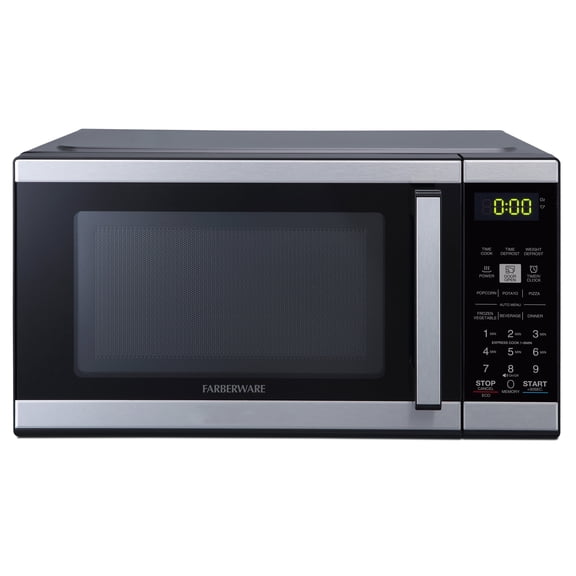 Farberware 0.9 cu ft Microwave Oven, 900W Countertop Microwave Oven with LED Display, Stainless Steel