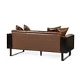 thumbnail image 5 of 73 inch Modern Faux Leather 3 Seat Sofa,Living Room Furniture with Armrest Button Tufted Seat Upholstered Small Cushion for Bedroom Apartment Office,Light Brown, 5 of 7