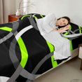 thumbnail image 4 of Manfei Black Green Circle Bed Sheets,Aesthetic Minimalist Fuul Size Sheets, Black Reversible 4 Pieces1 Flat Sheet + 1 Fitted Sheet + 2 Pillowcases, 4 of 6