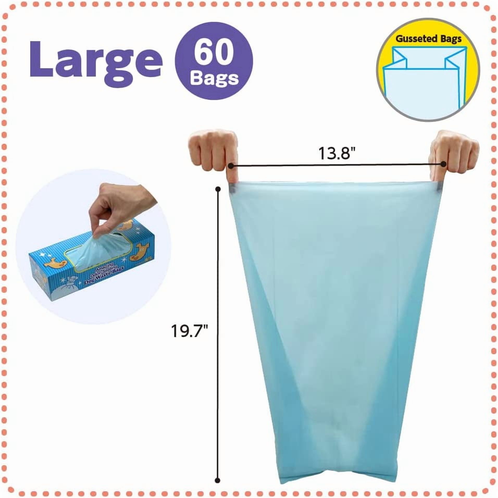 Amazing Odor Sealing Dog Poop Bags - Durable, Unscented [Size: L, Color: Light Blue] (60 Count, Pack of 1) (60 Bags)