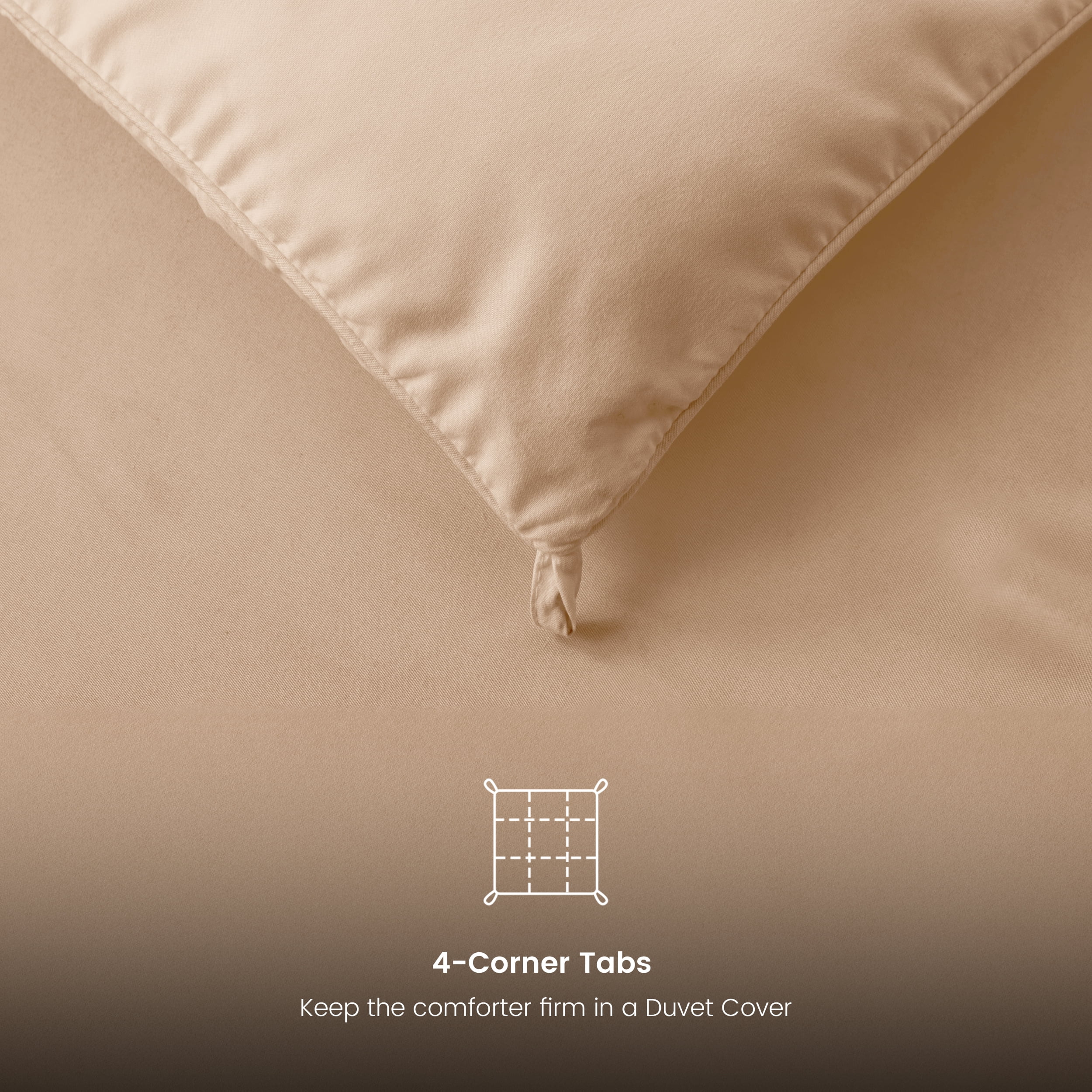 Lux Decor Collection Queen Comforter - Box Stitched Down Alternative Quilted Duvet Insert with Corner Tabs - Beige
