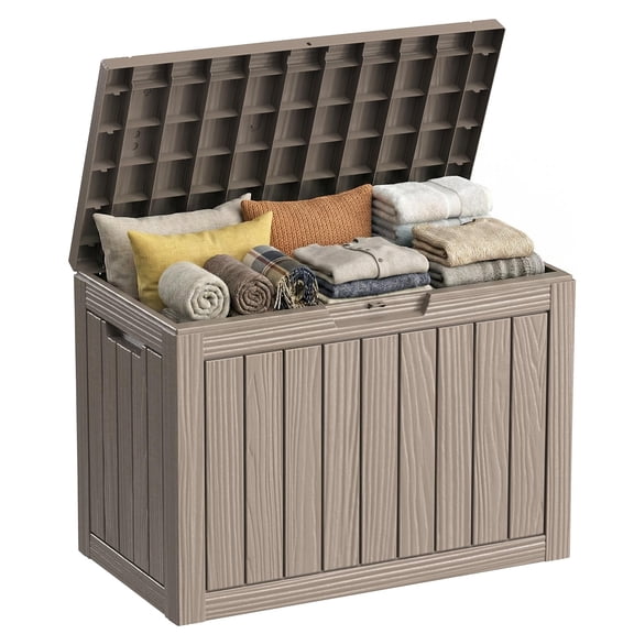 Waterproof Deck Box Durable Outdoor Storage Box Weather-resistant resin construction, 55 gal storage bin for patio furniture, garden tools, pool accessories & cushions