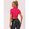 thumbnail image 3 of Chaqueta Corta Informal Para Mujer Allegra K Vaquera Rosa Caliente L, 3 of 4