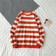 thumbnail image 2 of Babysbule Shirts for Men Men's Autumn Winter Round Neck Stripe Sweatshirt Pullover Tops Long Sleeved, 2 of 3