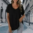 thumbnail image 2 of Yubnlvae Ladies' Casual Pocket Short Sleeve T-Shirt, Ladies' Fashionable Casual Solid Color Plus Pocket Short Sleeved T Shirtclearance! Solid, Round Neck, Black, Xl, 2 of 4