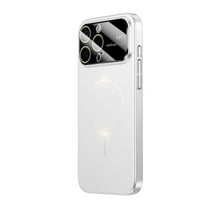 for iPhone 12 Pro Max Case with HD Glass Lens Camera Protector, Full Protection Magnetic Case Compatible with Mag-Safe, Anti-Scratch Case for iPhone 12 Pro Max Rugged Shockproof Cover, White