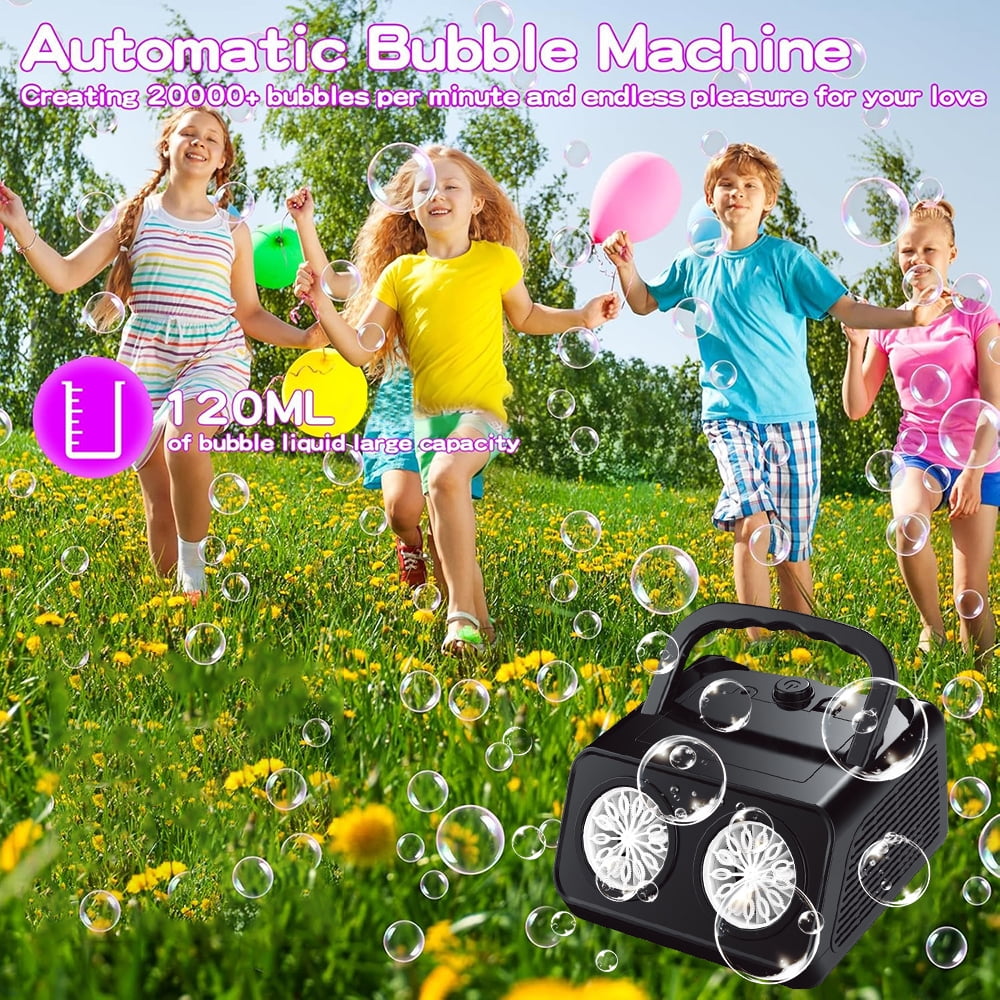 INTELIVE 50000 Bubbles Bubble Machine with Two Fans, Bubble Blowing Machine Bubble Maker for Birthday Party Camping Wedding Outdoor Activities, Battery Not Contained