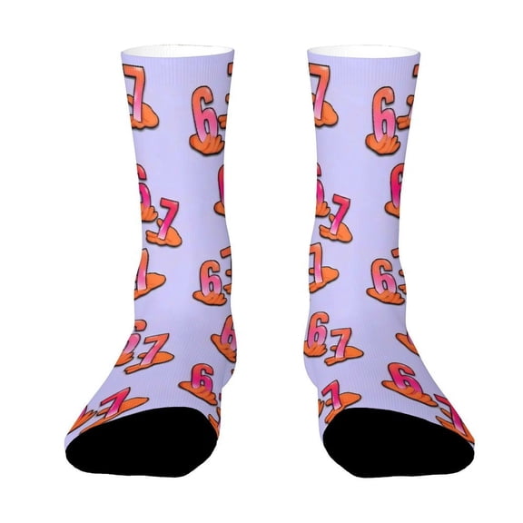 FabriLora 67 Six Seven Hand Funny Novelty Crew Socks for Women Men Sports