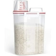 thumbnail image 1 of Récipient de Rangement pour Riz à Conception Gain de Place, Contenant Hermétique en Plastique Transparent pour le Rangement d'Aliments Secs, Bac d'Organisation de Garde-Manger Sans BPA avec Bec Verseur et Tasse à Mesurer (2 kg), 1 of 8