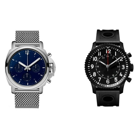 George Dress & Casual Analog Quartz Watch Set - Silver and Black