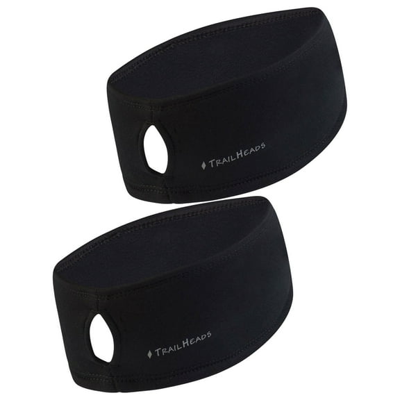 TrailHeads Women Ponytail Headband- Fleece Ear Band, Black, Pack of 2 for Female
