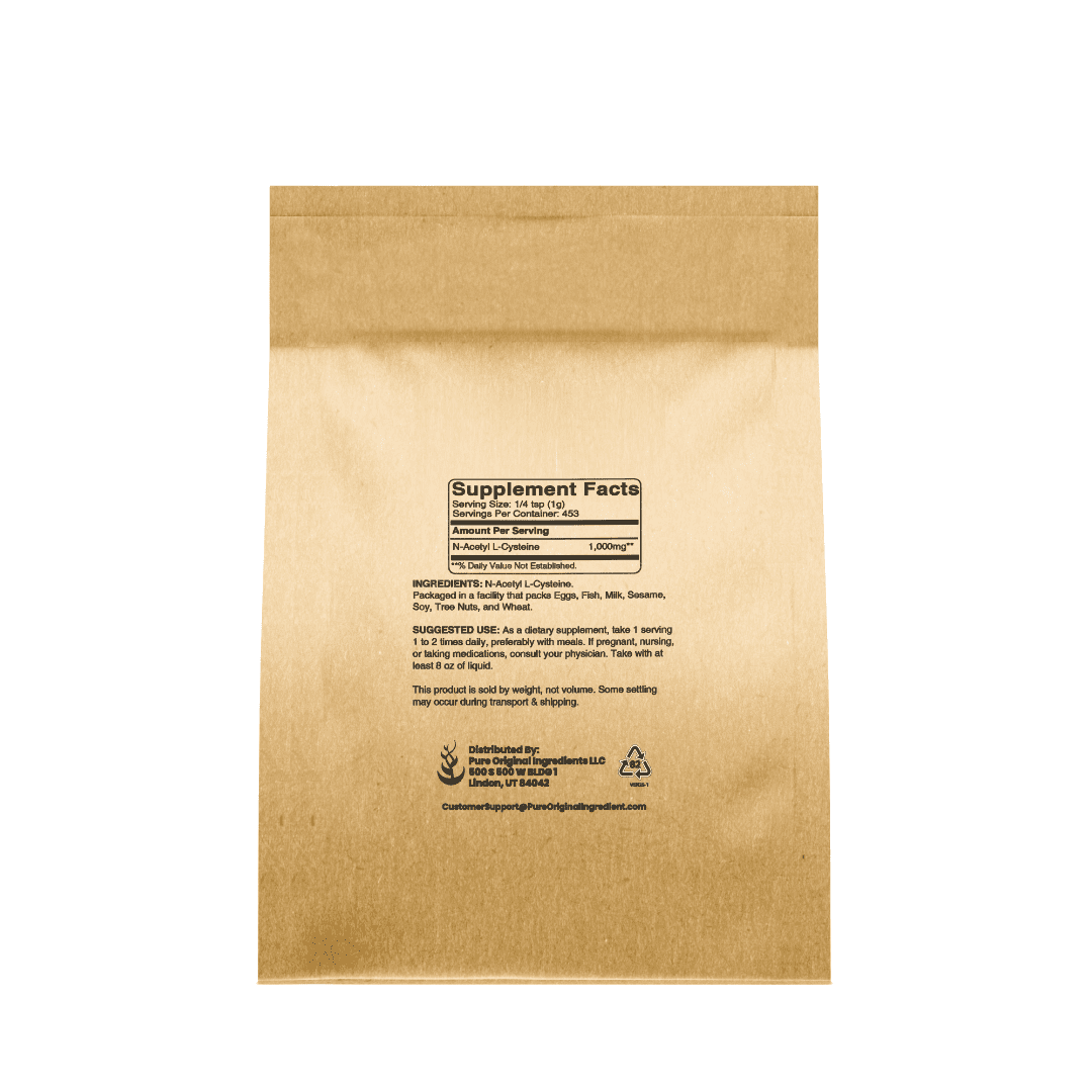 PURE ORIGINAL INGREDIENTS NAC N-Acetyl L-Cysteine Powder 1 lb Lab Verified, Always Pure, No Fillers