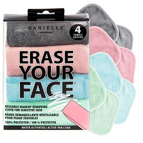 ERASE YOUR FACE Make-up Removing Cloths, Pastel, 4 Count