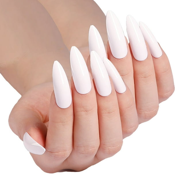 1 Set False Nails Wear-resistant Fashionable Classic Trend Different Colors Exquisite Appearance Distinctive Fake Accessories SM17-W White