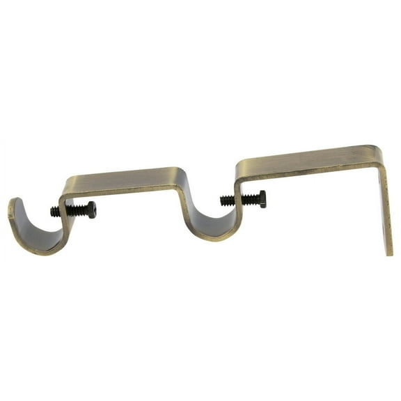 Urbanest Double Rod Bracket, 1/2" and 5/8" Rods, Antique Brass