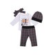 thumbnail image 1 of Conjunto de 4 piezas para bebé para Halloween: pelele con estampado de calabaza y red, pantalones largos, diadema con lazo y gorro., 1 of 9