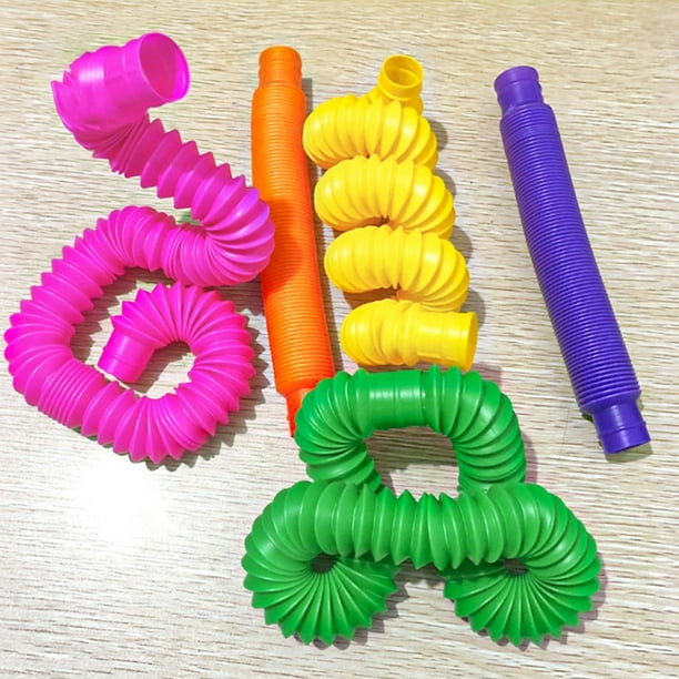 Pack De 12 Tubos Pop De Colores – Juguetes Sensoriales Elásticos De Plástico PP – Se Estiran Hasta 45 Cm – Anti-estrés Para Niños Y Adultos