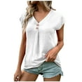 thumbnail image 1 of Birdeem Mode Femmes Été Col en V Uni Manches Courtes Aguichant Haut Blouse, 1 of 6