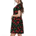 thumbnail image 2 of Saiise Robes d'Été Motif Cerise pour Femmes T-Shirt Décontracté Manches Courtes Robe de Plage Florale avec Poches, 2 of 6