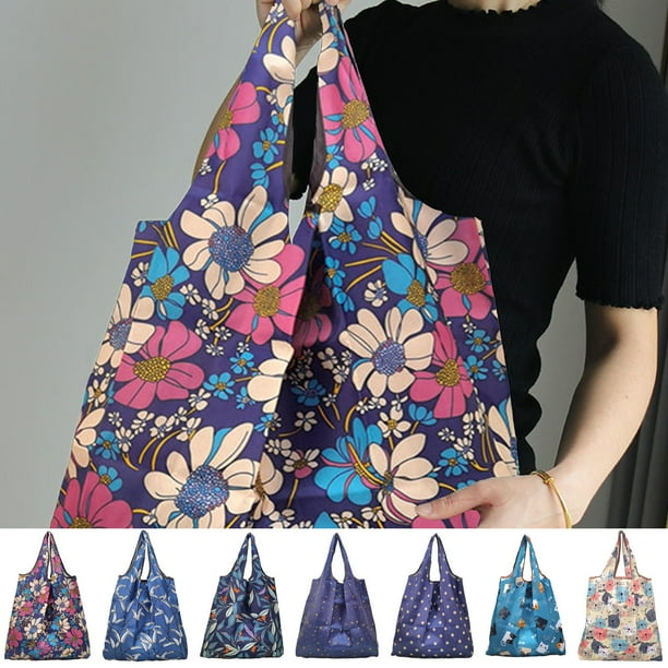 Bolsa de Compras Reutilizable, Plegable, Impermeable, de Nailon Resistente, con Diseño Multicolor, Ideal para Compras de Comestibles, Ideal Como Regalo, Lavable a Máquina.