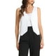 thumbnail image 1 of Chaleco sin mangas de botón y cuello en V para mujer Inspire Chic, color crema blanco, talla S, 1 of 6