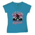thumbnail image 5 of Just a Girl Who Loves Bigfoot Women's V-Neck T-shirt Sasquatch Fan Cryptid Cute Gift Vintage Sunset Wildlife Camping Tee, 5 of 7