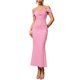 thumbnail image 1 of Vestido Maxi con Hombros Descubiertos, Corsé Fruncido, Ajustado, Vestidos Formales para Invitadas de Boda para Mujeres Rosa M, 1 of 8