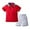 Red, variant on XBASW Toddler Baby Boys Gentleman Shirt Sets Kids Short Sleeve Button up Striped Collar T-Shirt Top+ Shorts Boys Casual Outfit 1-6Y