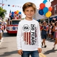 thumbnail image 2 of VNKIDY Boys Kids Patriotic Crew Neck Long Sleeve T Shirt 250 Years USA Vintage Distressed Flag Print Tee For Independence Day Wear Versatile Top, 2 of 4