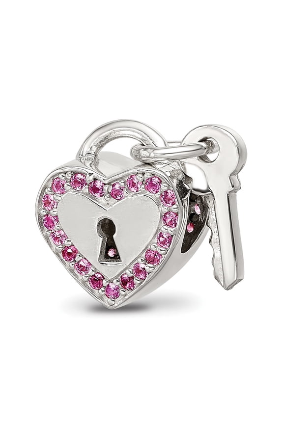 s CZ Heart & Key Lock Bead