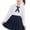 Navy, variant on ZACPNCV Girls Long Sleeve School Shirts Blouse Tops Ruffle Princess Lace Collar Bowknot Button Down Uniform Dress Shirts Navy 8-10 Years