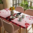thumbnail image 3 of Red Pink Gnomes Valentines Table Cloths for 4 Foot Rectangle Tables, Love Heart Tree Roses Plaid Patio Waterproof Elastic Fitted Tablecloths, Washable Rectangular Table Cover for Camping, 3 of 8