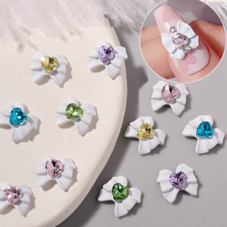  50Pcs Valentine Heart Bow Nail Rhinestone Charms, Gorvalin Nail  Rhinestone Heart Nail Diamond Crystal Bow Nail Charms for Valentine's Day  Holiday Nail Decoration and DIY Craft : Everything Else