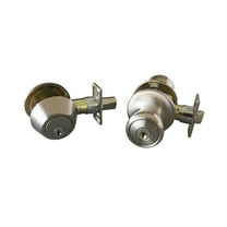 Design House Terrace 6-Way Universal Entry Door Knob and Single Cylinder Deadbolt, Satin Nickel