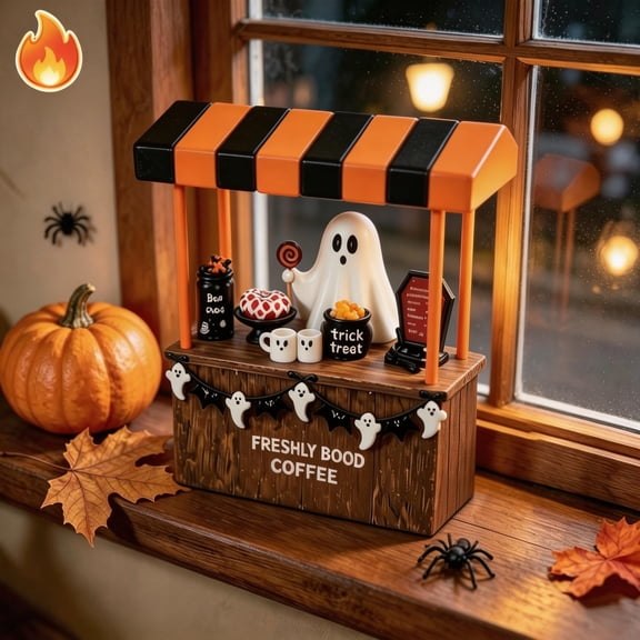 Halloween Coffee Ghost Figurine Spooky Cute Tabletop, Indoor Home Kitchen Bar Shelf Fall Decor Accent Gift, for Coffee Bar Festive Display Decoration
