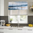 thumbnail image 4 of Navy Blue Yellow Curtain Valances for Windows, Kitchen Valance Window Treatments Panel 2 Pack, Modern Abstract Oil Painted Vintage Rod Pocket Short Curtains for Bathroom Bedroom 54 x 18 Inch, 4 of 8