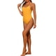 thumbnail image 4 of Bañador de una pieza para mujer con lazo cruzado, control de abdomen, sin espalda, trajes de baño Monokini L Amarillo, 4 of 5