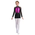 thumbnail image 4 of Aislor Kids Girls Shiny Rhinestones Gymnastic Long Sleeve Leotard with Shorts Skating Dancewear Hot Pink 8, 4 of 7