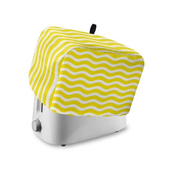 Toaster Cover 4 Slice Yellow Nautical Waves Toaster Oven Cover with Pockets Lines Stripes Dustproof Bakeware Protector Small Kitchen Appliance Dust Covers and Fingerprint Protection