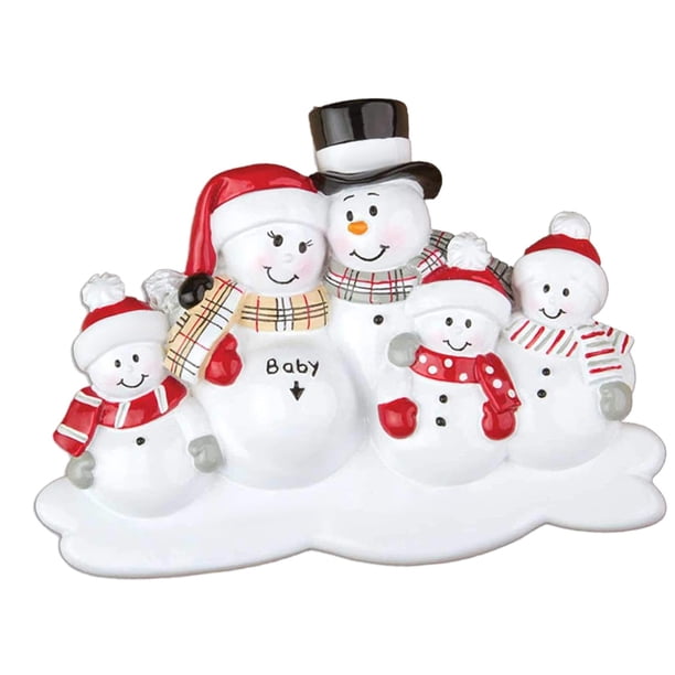 Adornos familiares 2023, adorno colgante de muñeco de nieve navideño, multiusos, hecho a mano. Cinco muñecos de nieve