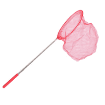 Outdoor Catching Butterfly Net Fishing Bag Stainless Steel Telescopic Tool Portable Net-Red