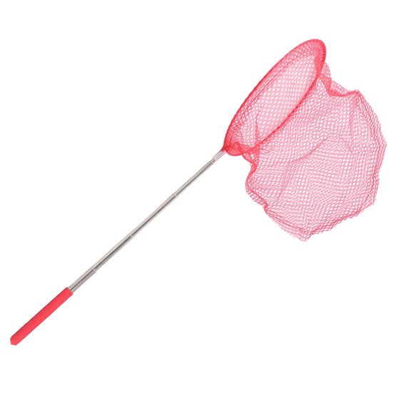 Outdoor Catching Butterfly Net Fishing Bag Stainless Steel Telescopic Tool Portable Net-Red