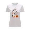 thumbnail image 1 of Playera Blusa De Calaca Murcielagos y Calabaza Halloween Dia De Muertos Color Blanco Talla Chica Marca Emil SaEs, 1 of 4