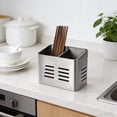 thumbnail image 6 of Utensil Holder, 430 Stainless Steel Dual Compartment Cutlery Organizer with Ventilated Slots, Countertop Storage for Kitchen Knives, Spoons and Chopsticks, 6 of 6