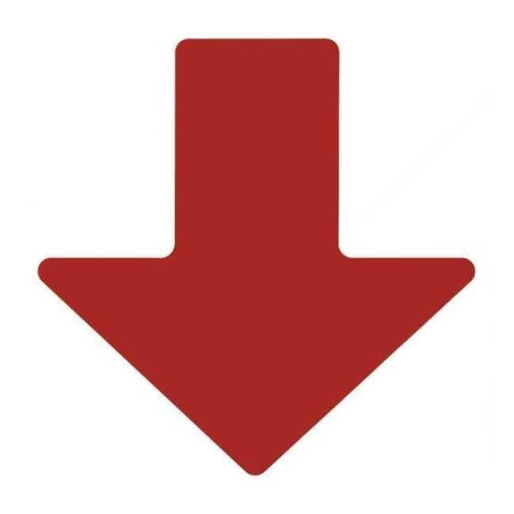 Brady Floor Tape,Red,2 inx5 in,Arrow,PK100 104412