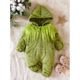 thumbnail image 2 of Wassery Baby Boys Girls Christmas Romper Newborn Boys Girls Fuzzy Long Sleeve Hooded Jumpsuits Infant Loose Fit Bodysuit, 2 of 9